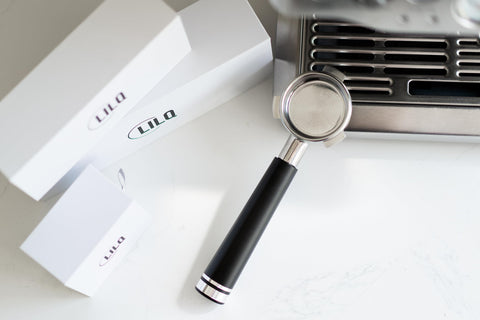 LILQ wood-handled portafilter option adds natural grip and custom style to routines.