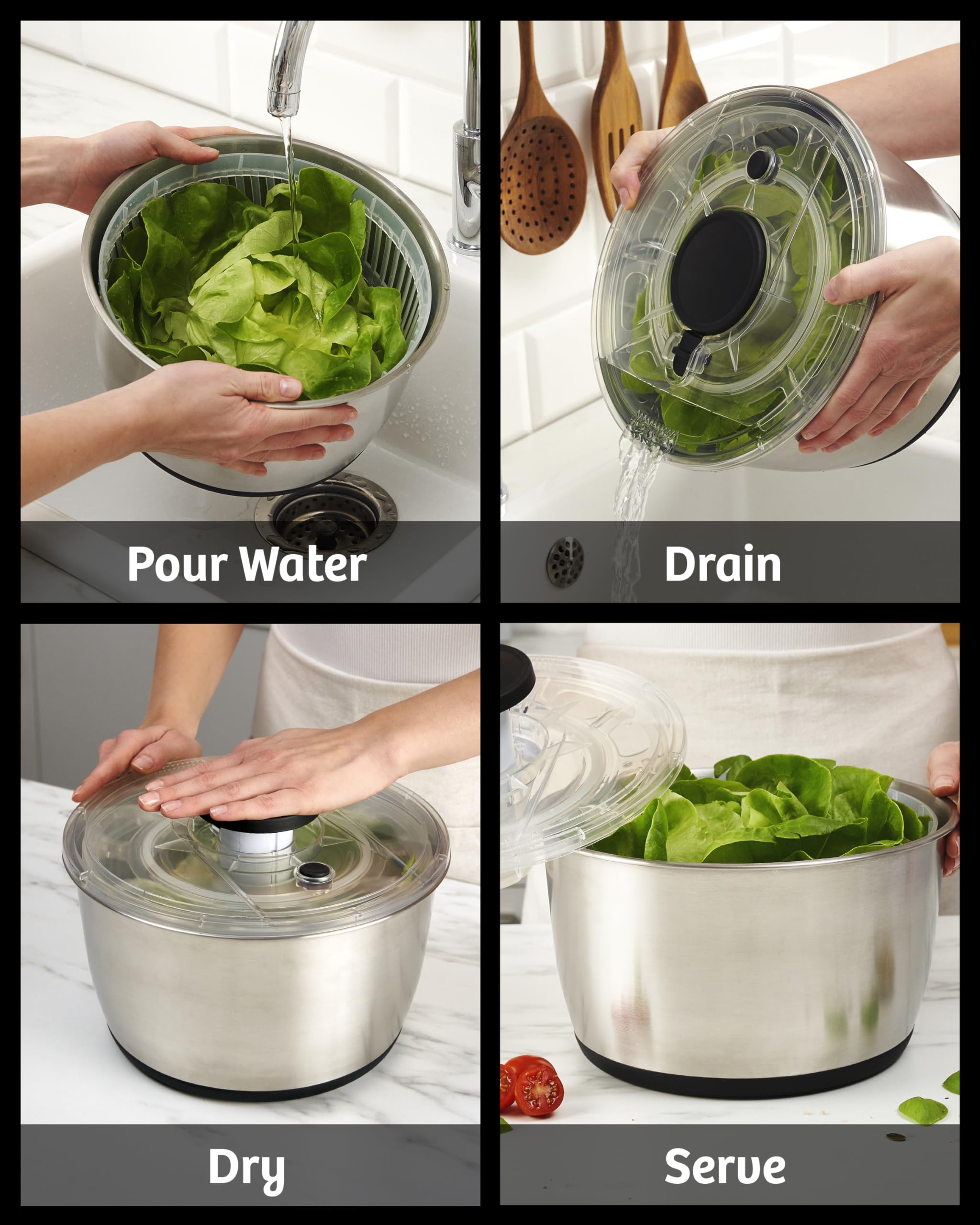 lily&stone built-in drainage and removable lid simplify washing and drying routines.