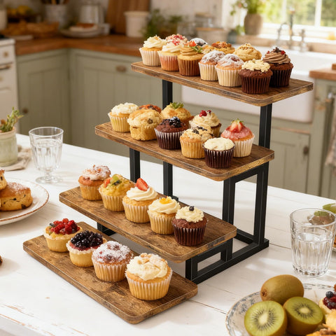 Lilybud Lily Cupcake Stand's reinforced metal frame ensures stable multi-tier presentation.