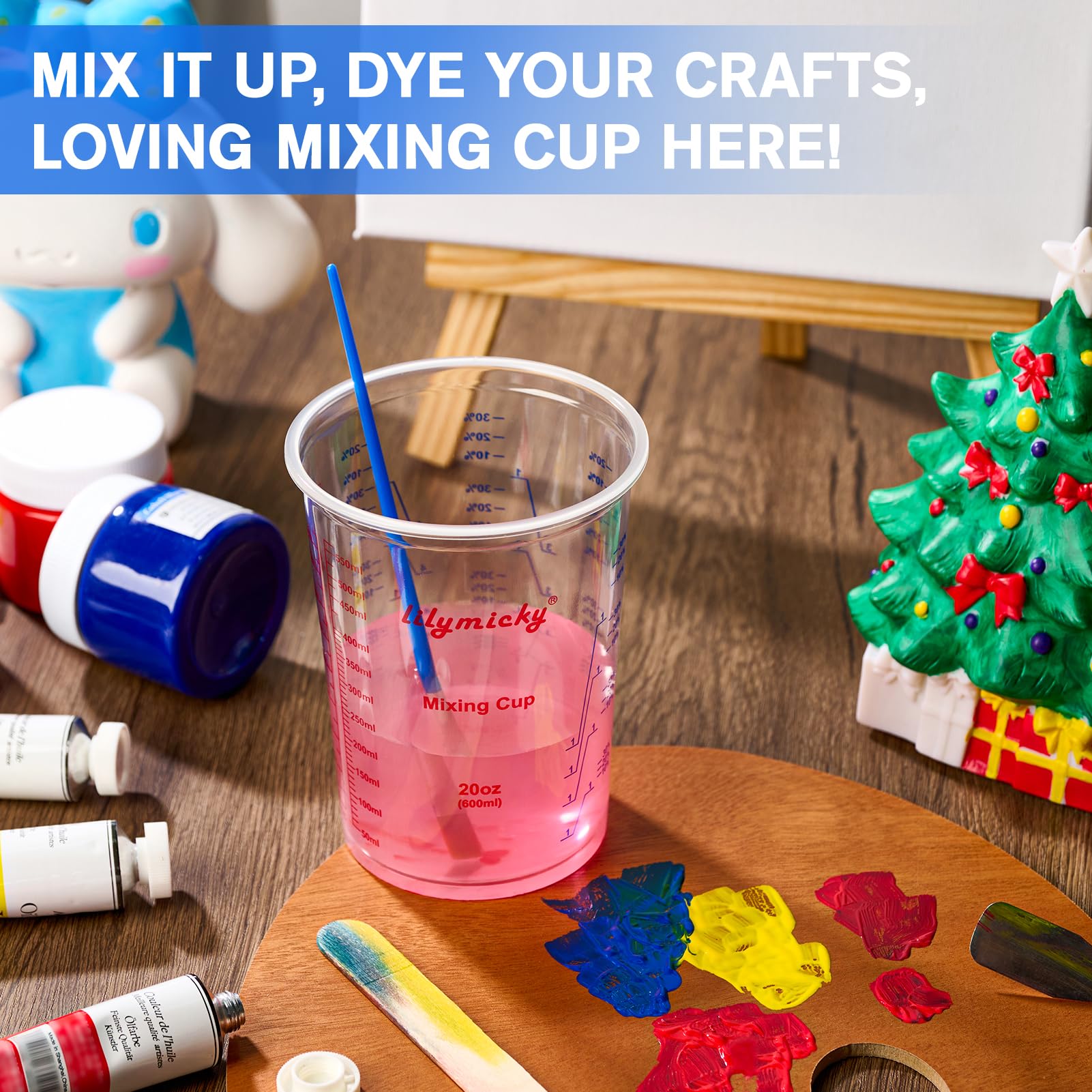 Lilymicky clear base cups offer stable pours and visibility.