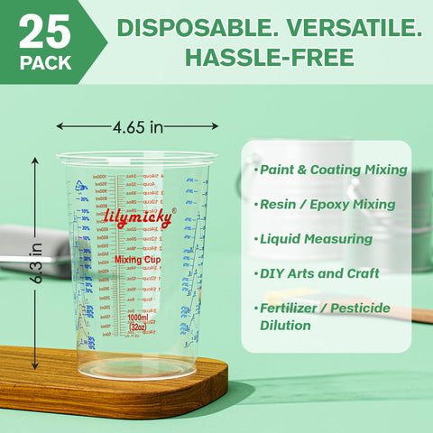Lilymicky epoxy-resin 32 oz mixing cups for precise ratios and pours.