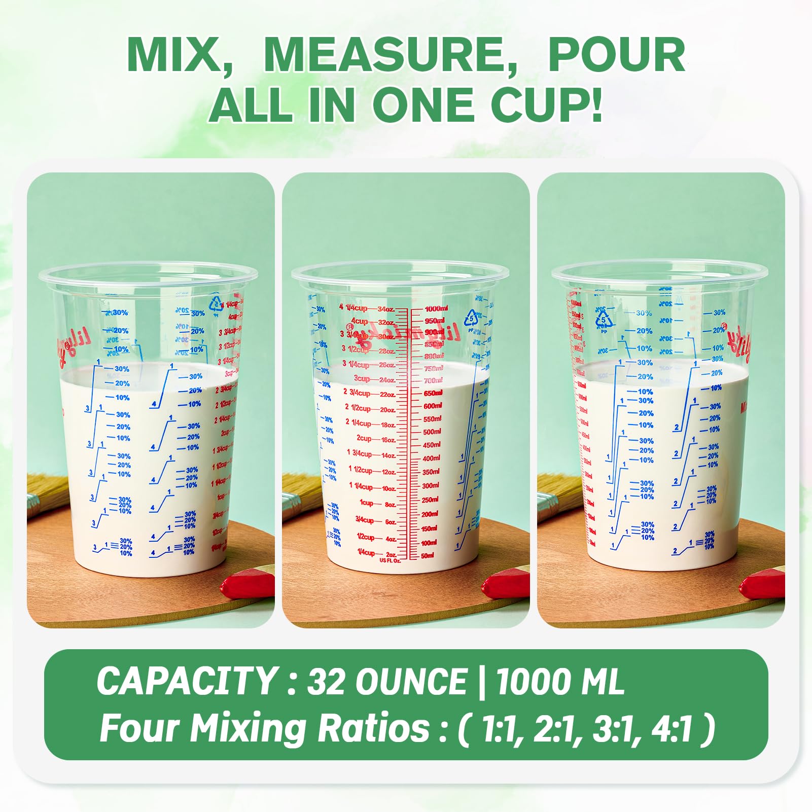 Lilymicky mixing ratios 1:1 to 4:1 clearly printed for easy reference.