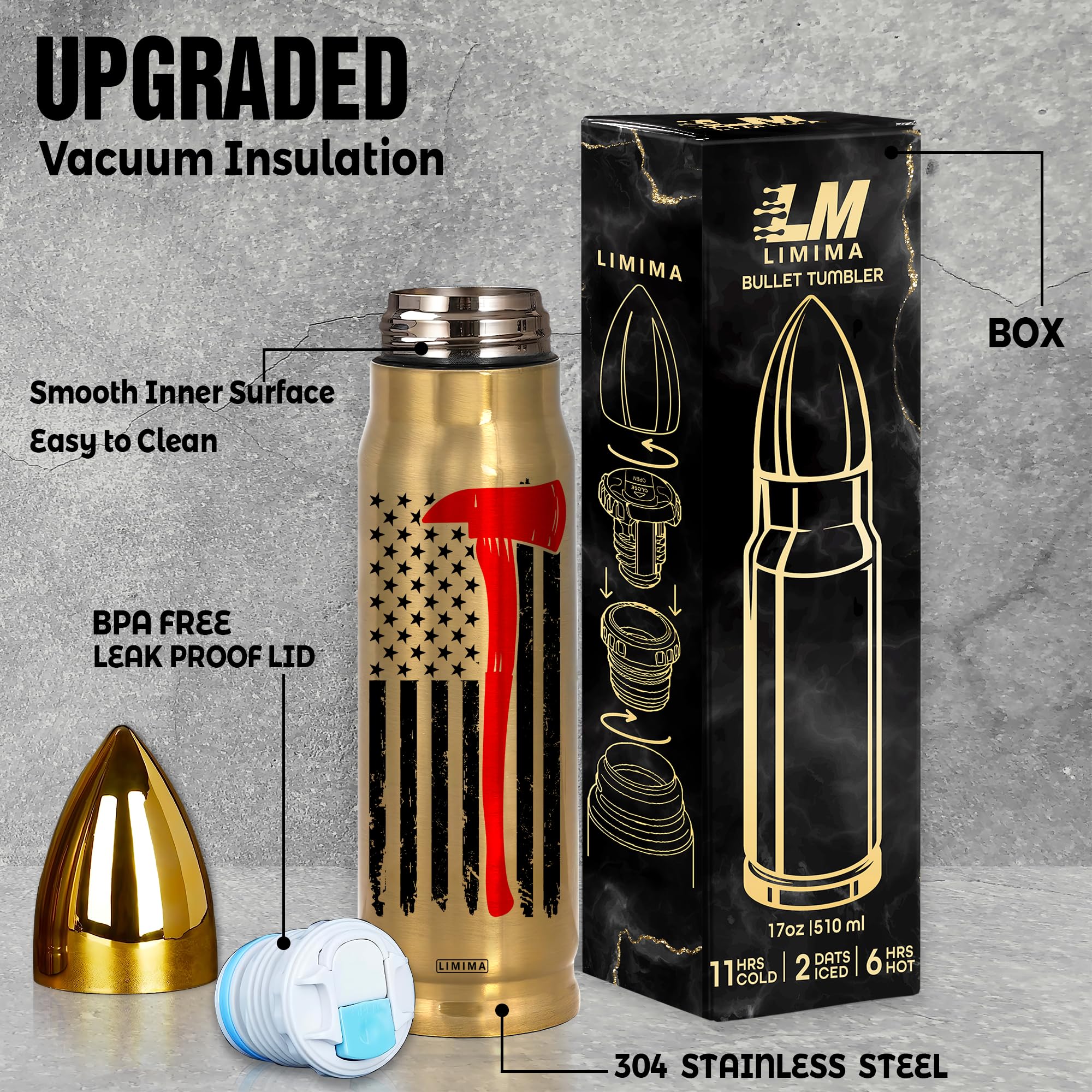 Limima gold-finish tumbler adds durable style for gifting occasions.
