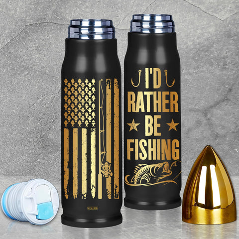 Limima fishing tumbler with flag fish icons, keeps drinks at the right temperature outdoors.