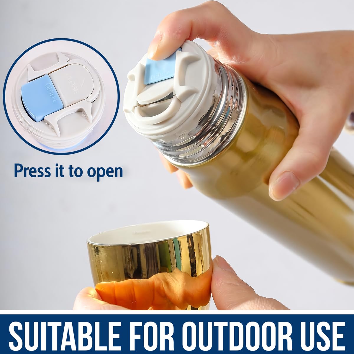 Limima magnetic lid closure for secure, spill-resistant drinks.