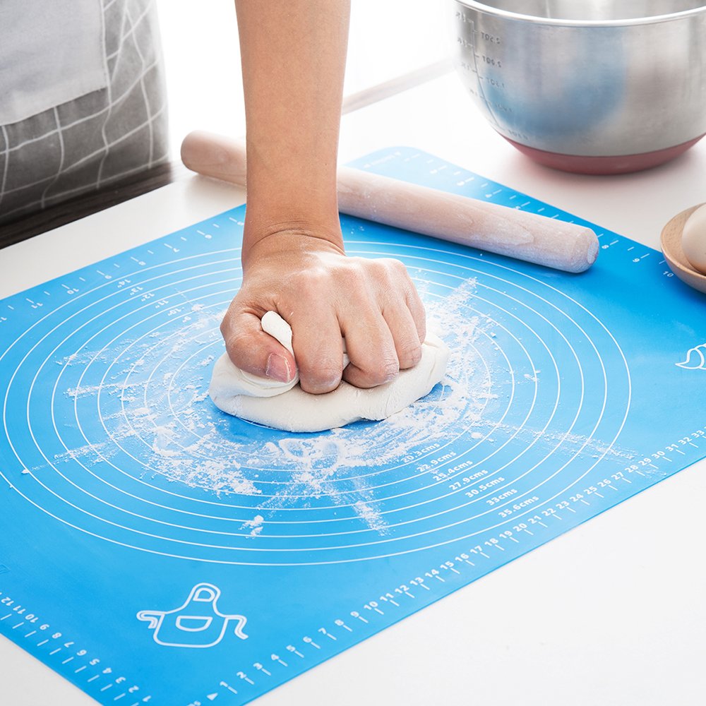 LIMNUO silicone baking mat blue front view with extra thick non-stick surface