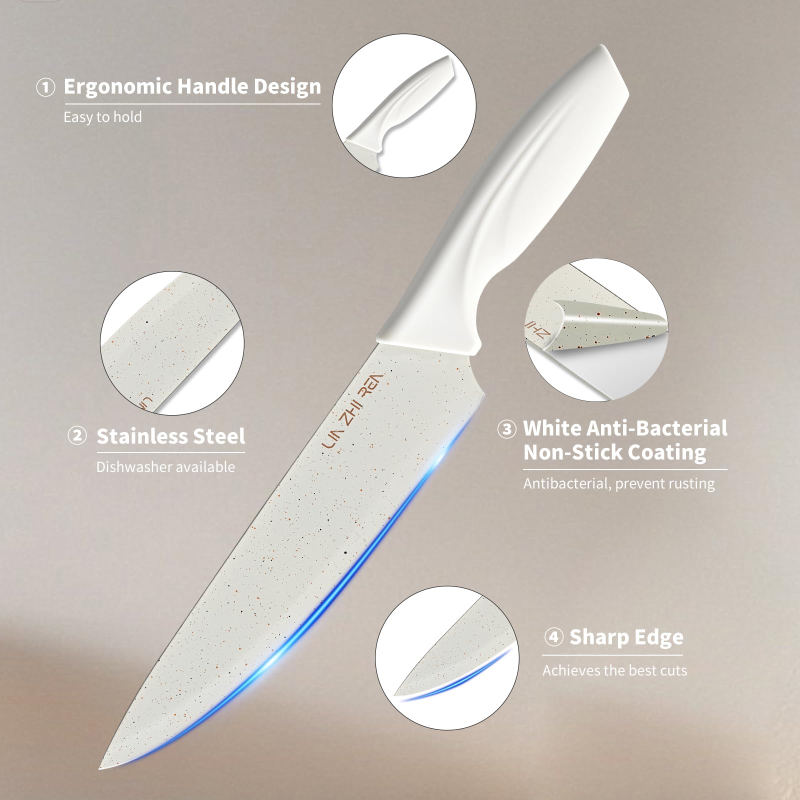 LIN ZHI REN chef knife ready for precise slicing and control.