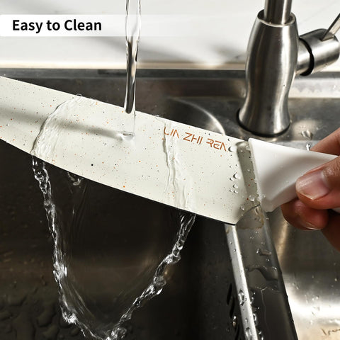 LIN ZHI REN Santoku knife designed for versatile chopping.