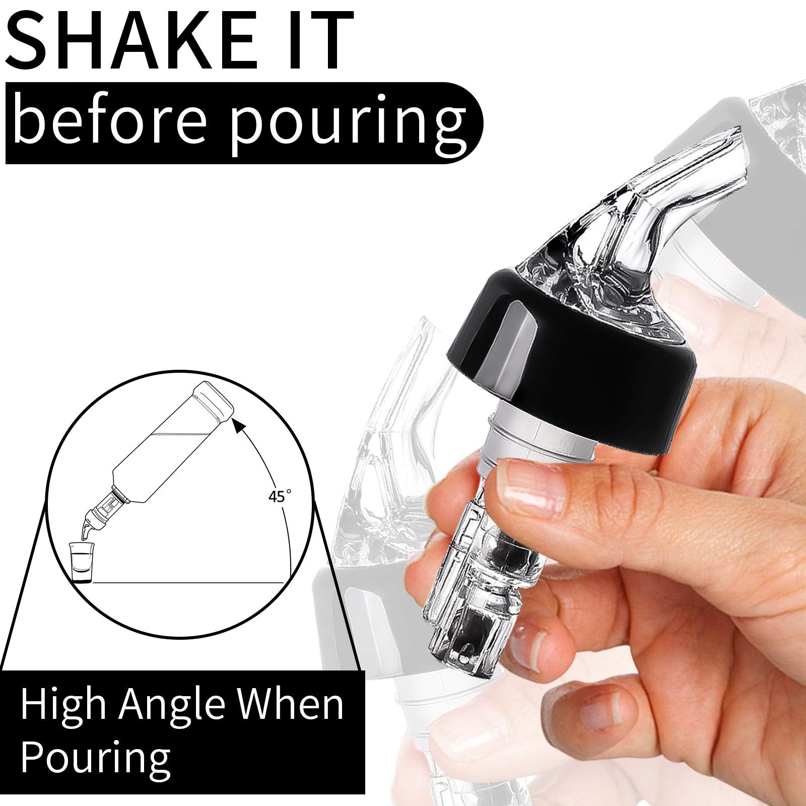 LINALL 19-20 mm diameter compatible pourer fits most standard bottles.