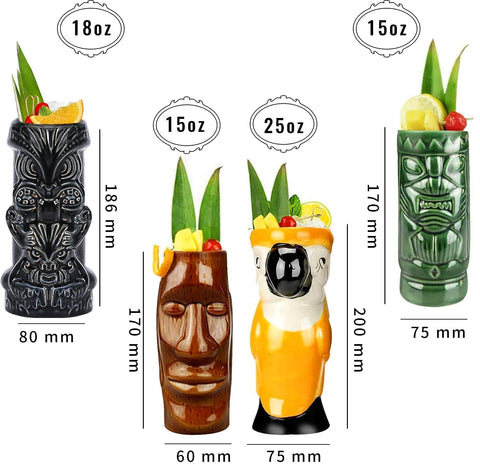 LINALL ceramic tiki mug exudes island vibe, ideal for luau parties and festive gatherings