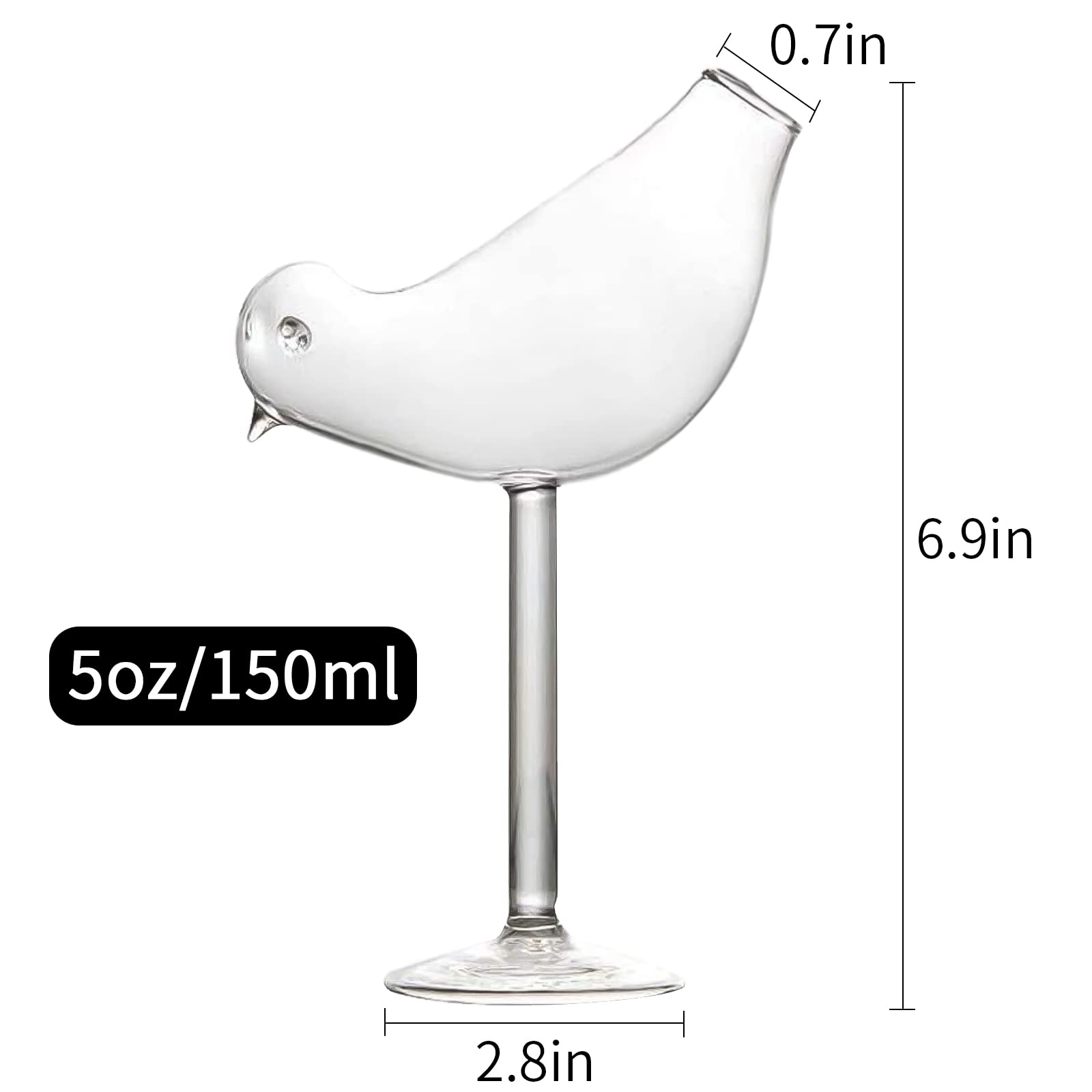 LINALL bird-design crystal-clear glass showcases drinks with brilliance.