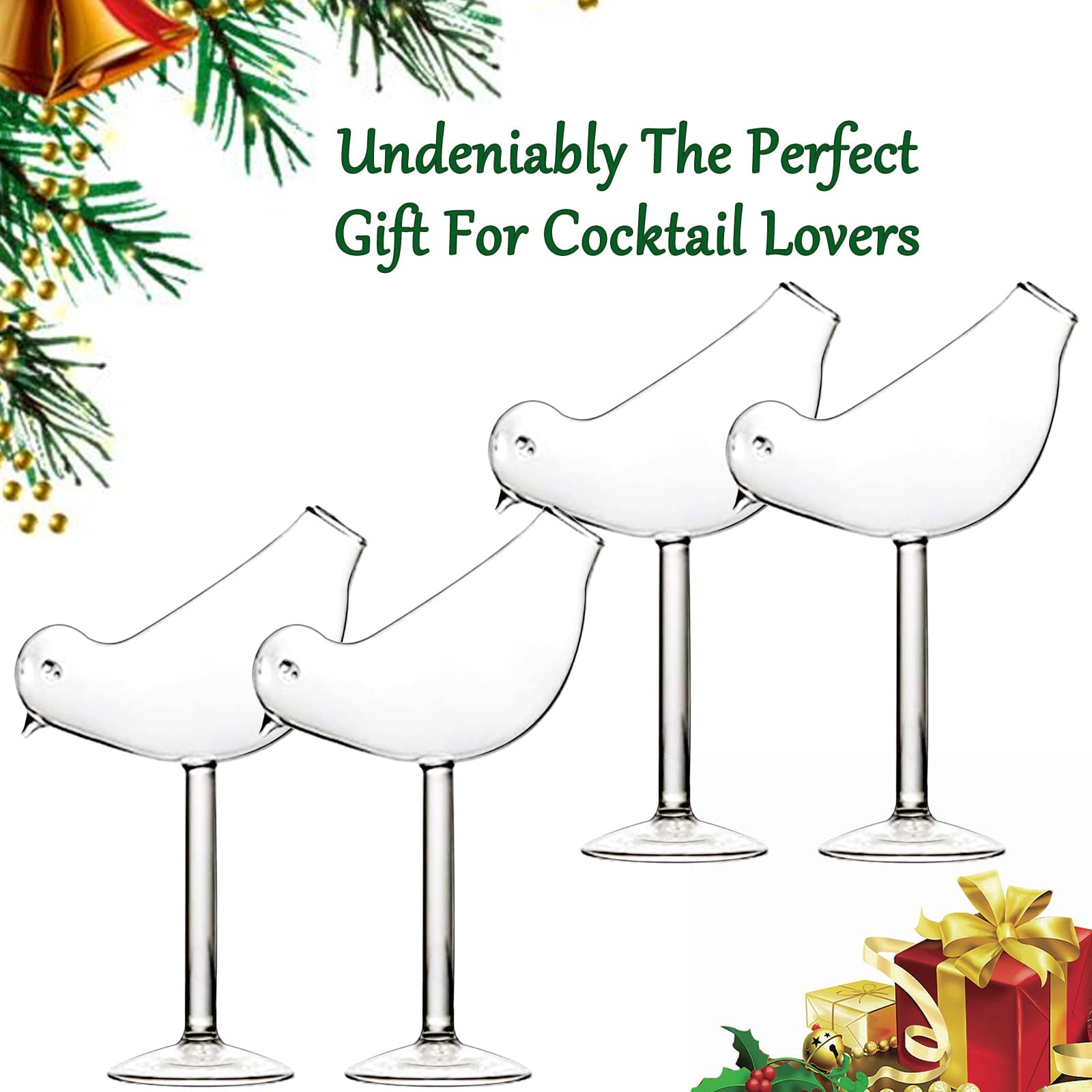 LINALL gift-ready glass with bird motif for wine lovers.