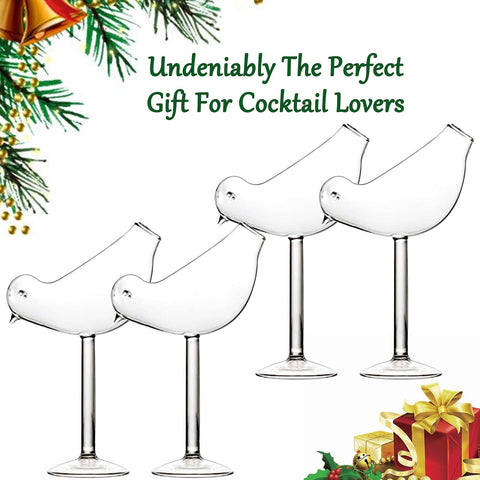 LINALL gift-ready glass with bird motif for wine lovers.
