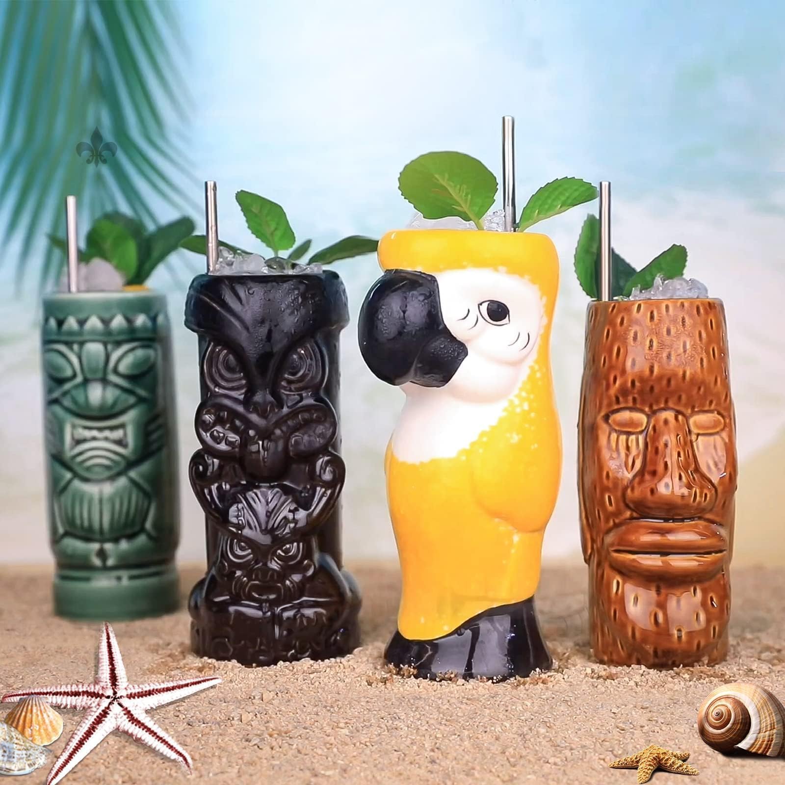 LINALL cocktail glasses tiki barware deliver durable ceramic construction for everyday entertaining
