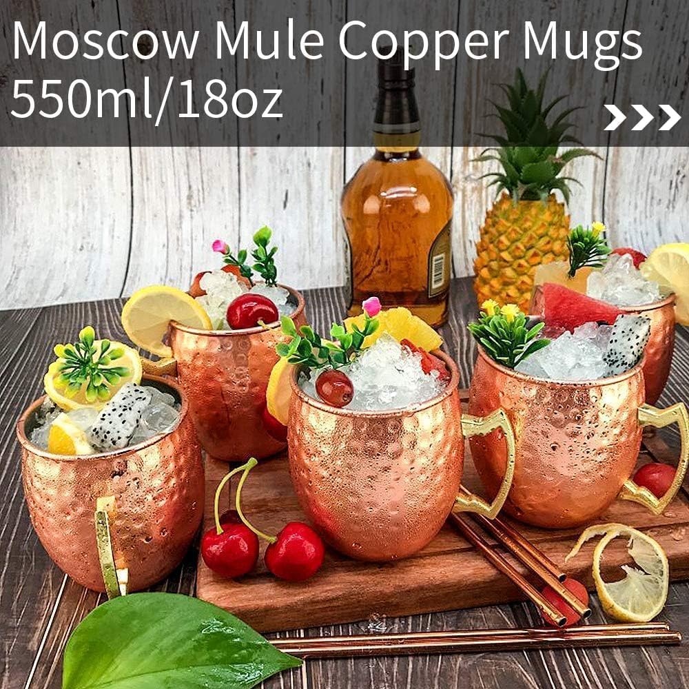 LINALL copper straw set with jigger and opener complements mugs.