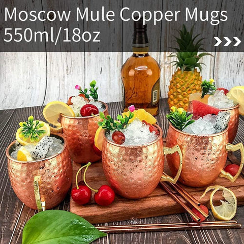LINALL copper straw set with jigger and opener complements mugs.