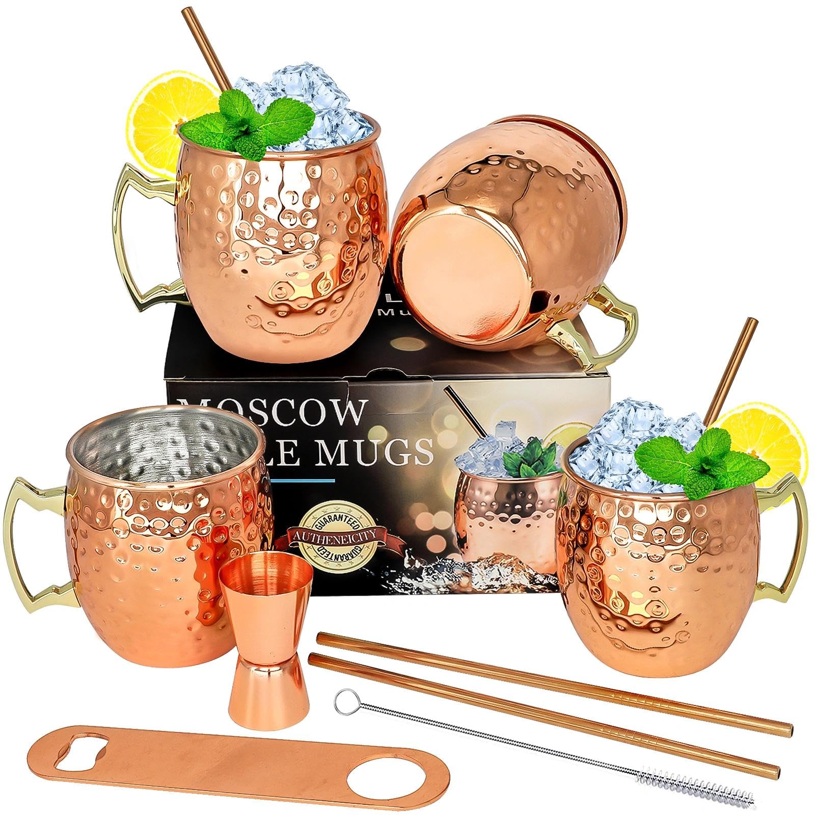 LINALL Moscow Mule copper mug with hammered finish for polished entertaining.
