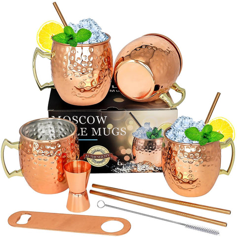 LINALL Moscow Mule copper mug with hammered finish for polished entertaining.