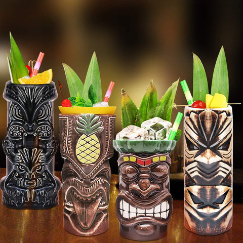 LINALL Tiki Mugs ready for Hawaiian party setups and entertaining.
