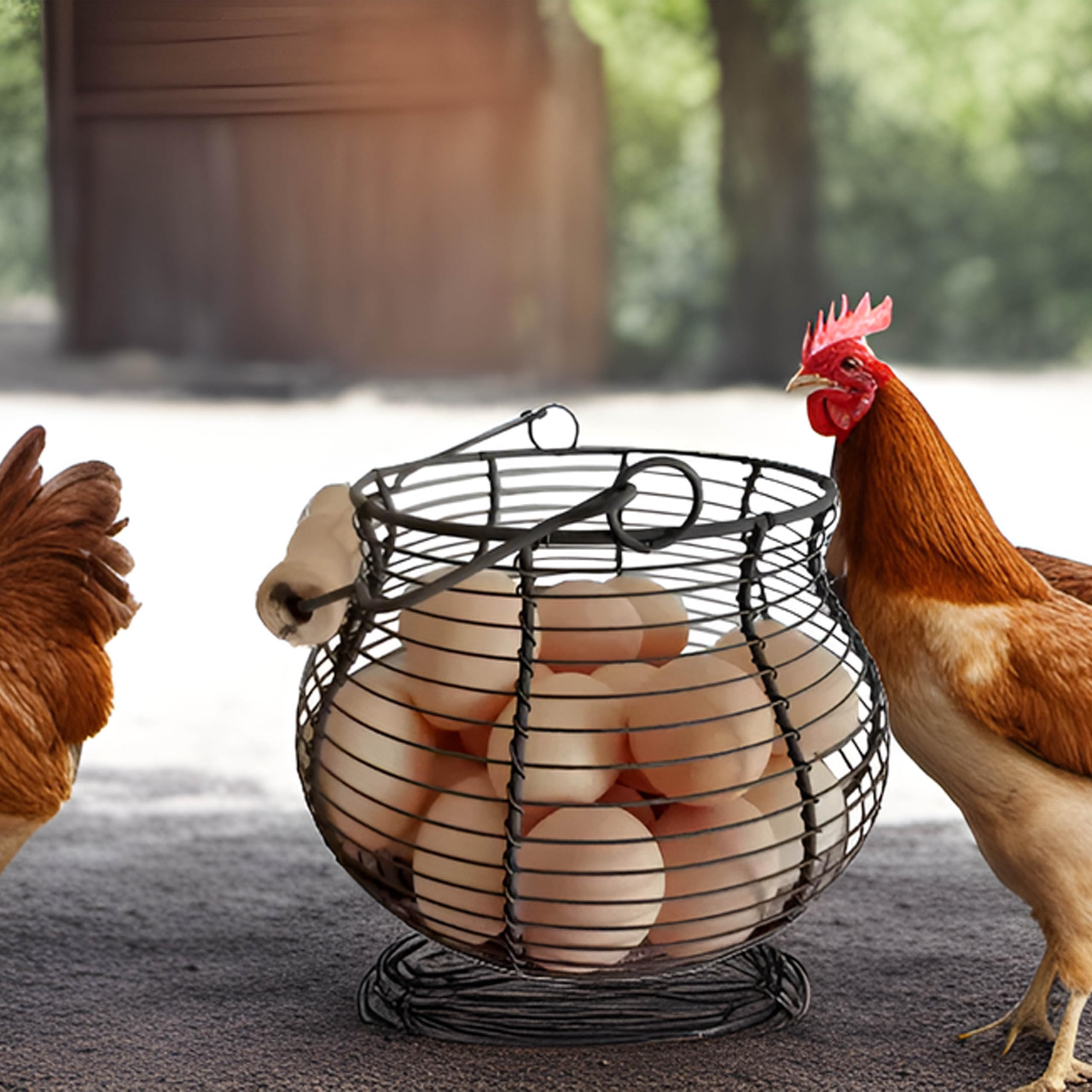 LINCOUNTRY egg basket on countertop adds vintage kitchen charm