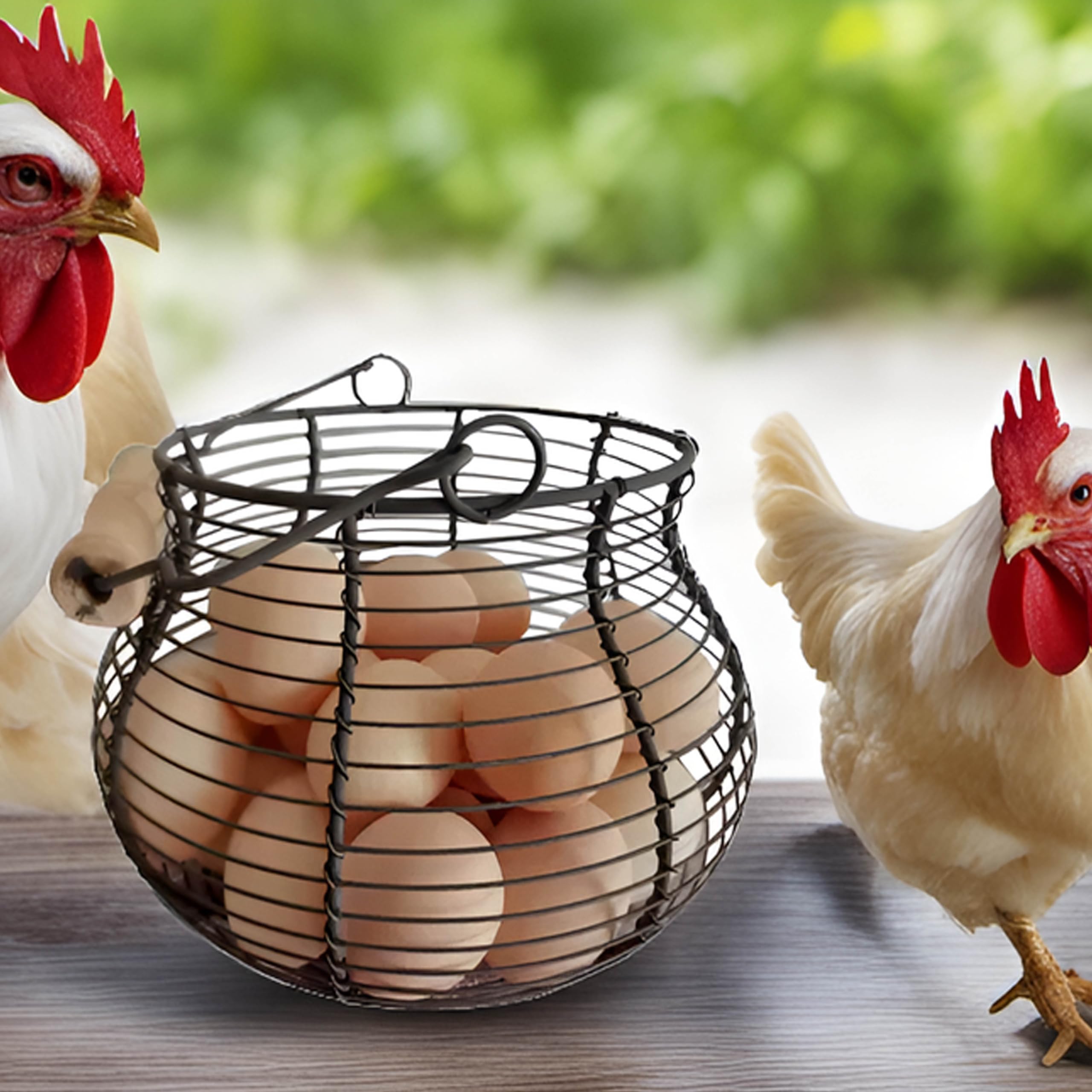 LINCOUNTRY round egg basket with handle ideal for farm-to-table display
