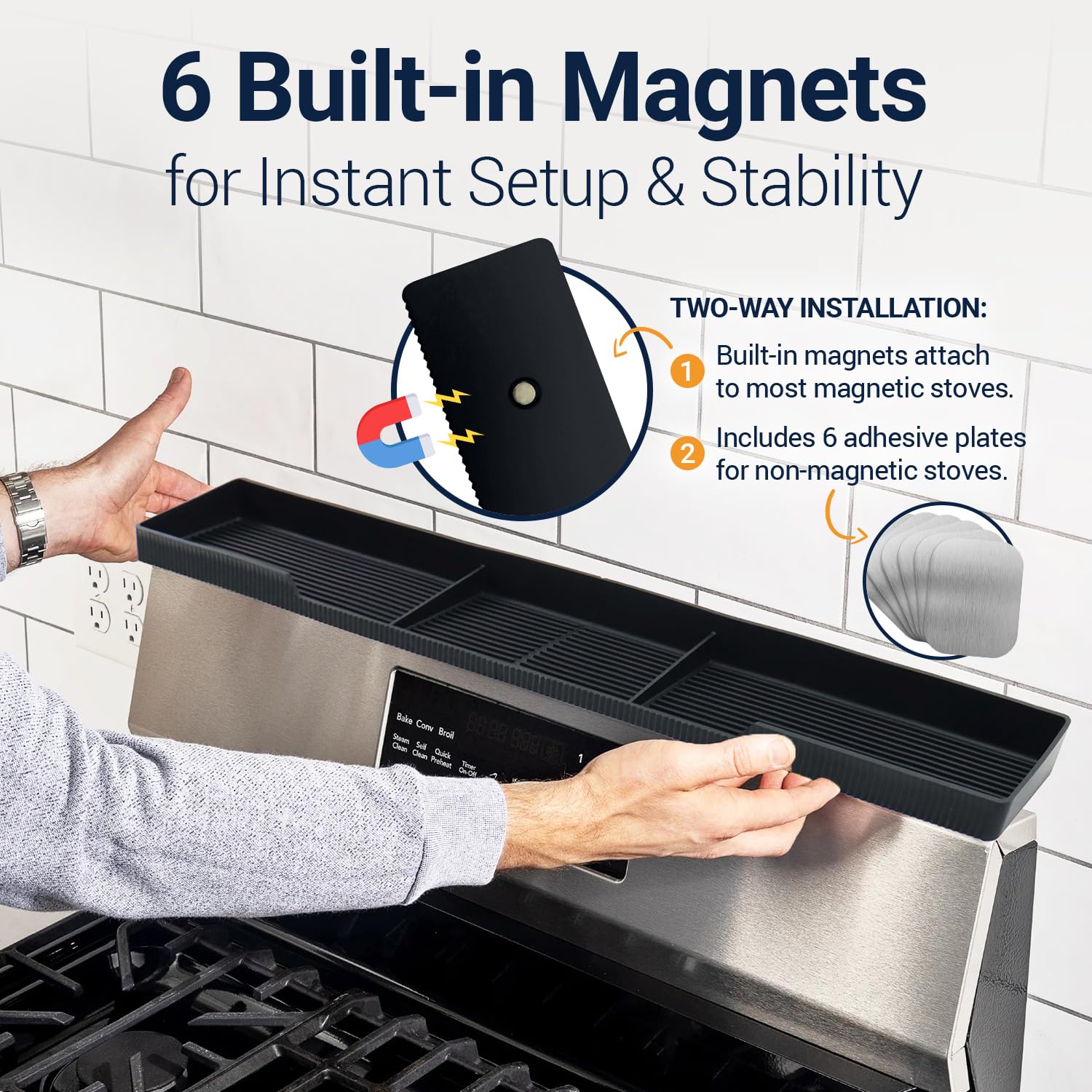 Linda's Essentials 30-inch over-stove shelf fits most stoves neatly.