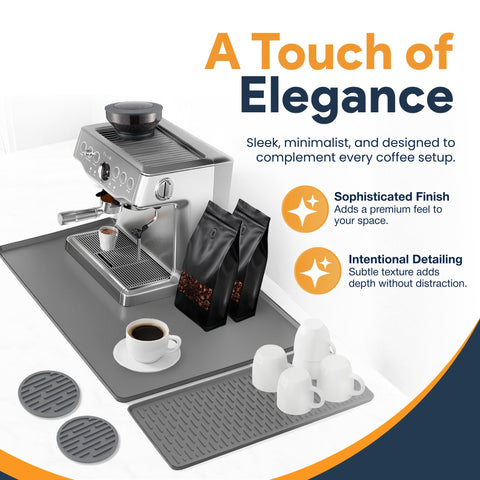 Waterproof Linda's Essentials mat cleans quickly and protects countertops from spills.