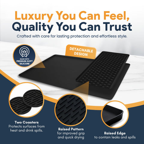 Linda's Essentials mat with detachable drying mat adds drying area for mugs