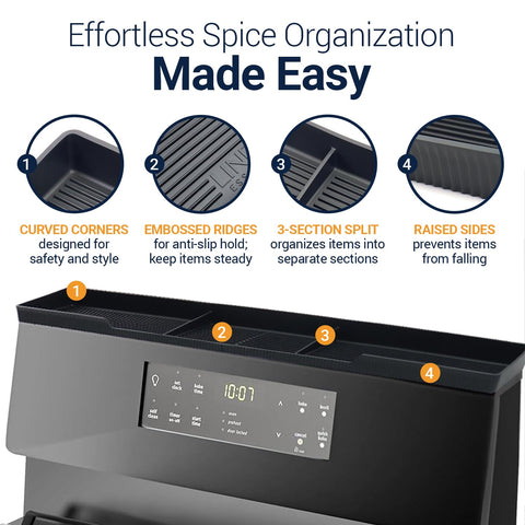 Linda's Essentials stove-top organizer in silicone offers durable storage for oils.