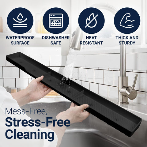 Linda's Essentials ridged silicone shelf prevents items from slipping.