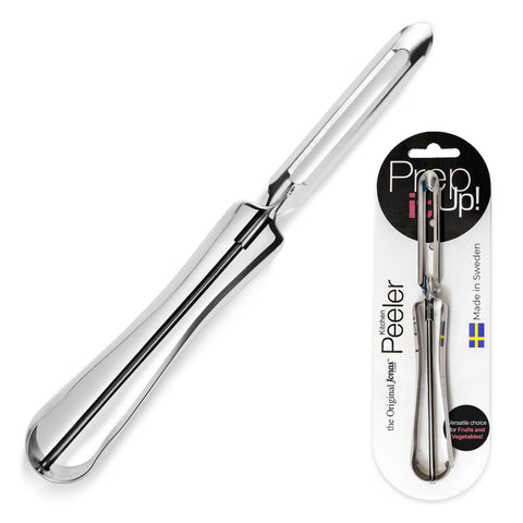 Linden Sweden Jonas vegetable peeler with ergonomic handle for comfortable, precise carrot and potato peeling.