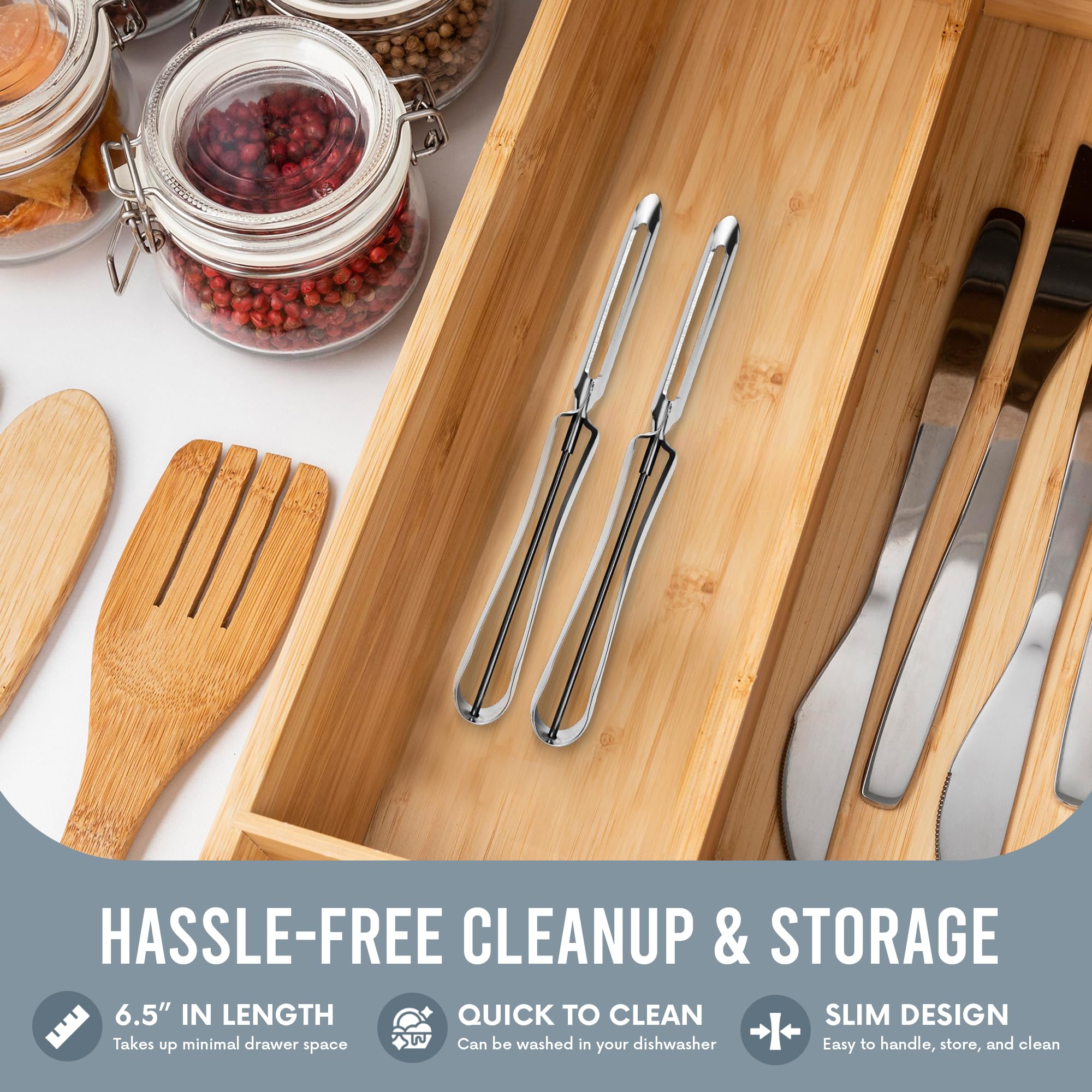 Linden Sweden Jonas peeler dishwasher-safe design simplifies cleaning after meal prep.