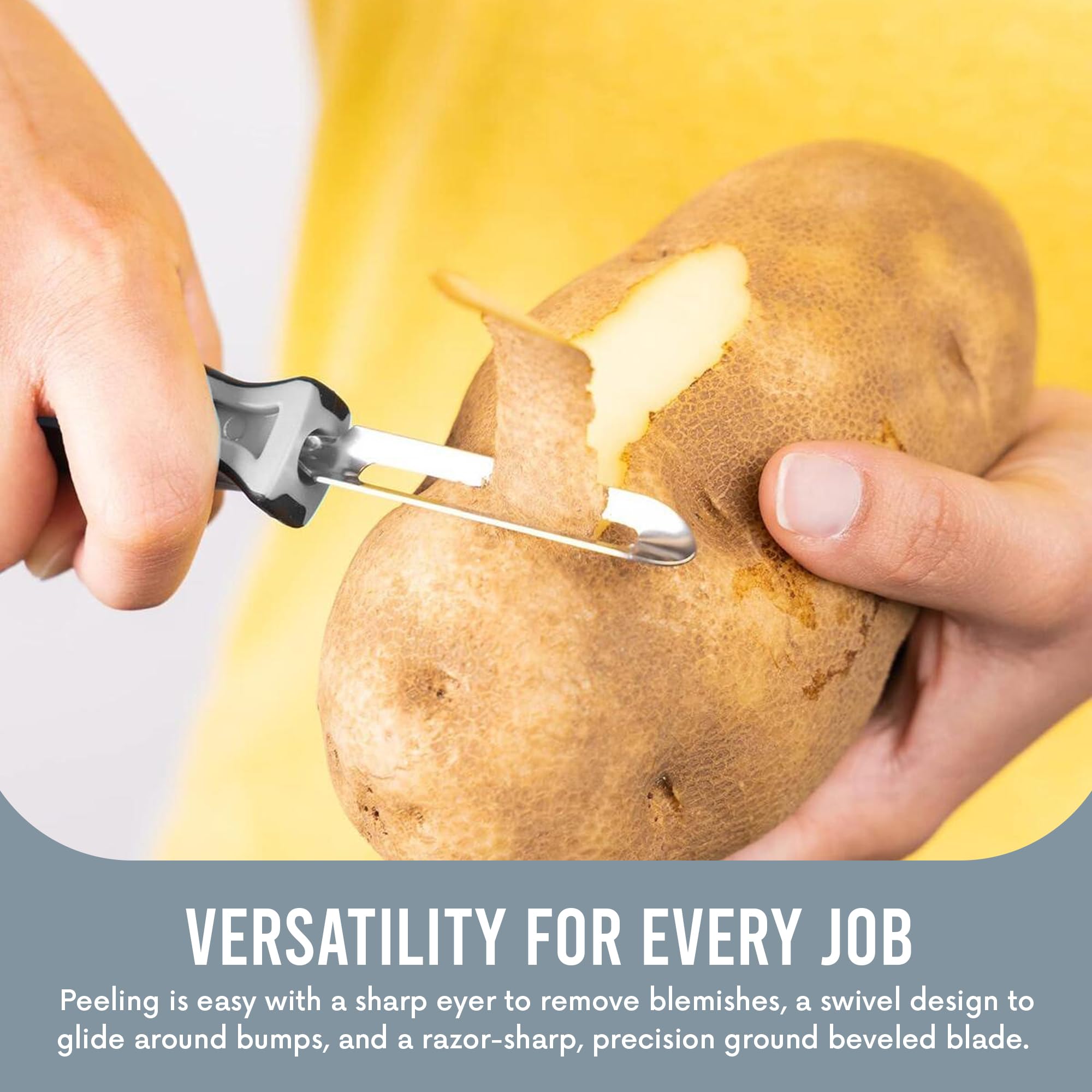 Linden Sweden Soft Grip Peeler gray in dishwasher-safe setup for easy cleanup.
