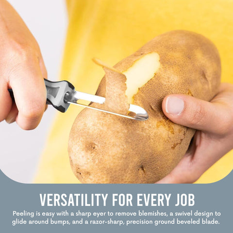 Linden Sweden Soft Grip Peeler gray in dishwasher-safe setup for easy cleanup.