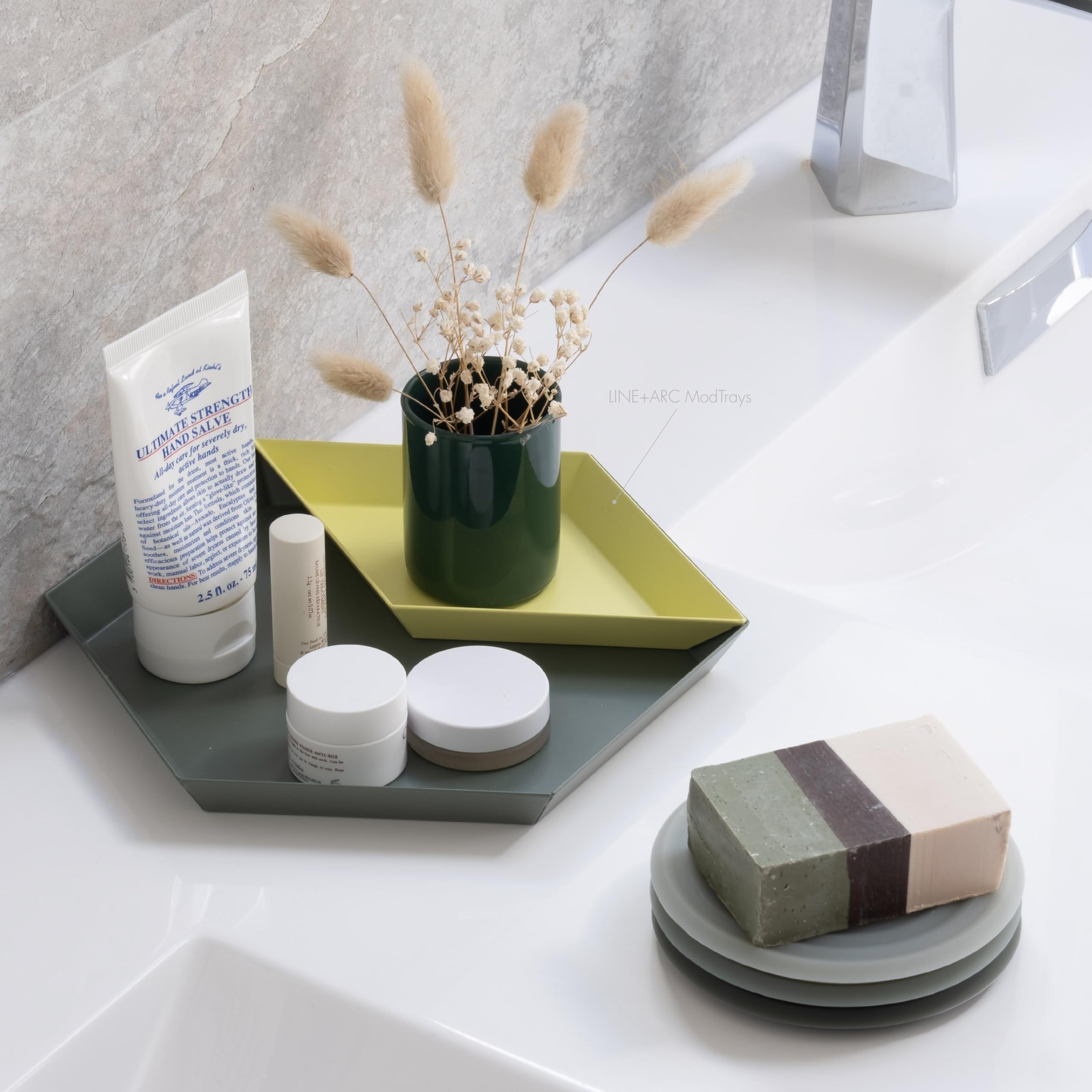 LINE+ARC Degrē coasters neatly interlock for compact storage.