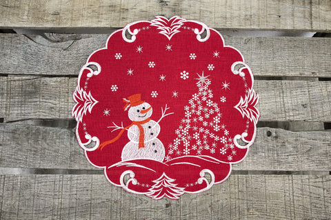 Linens, Art and Things Christmas trees doily adds cozy winter charm to surfaces.