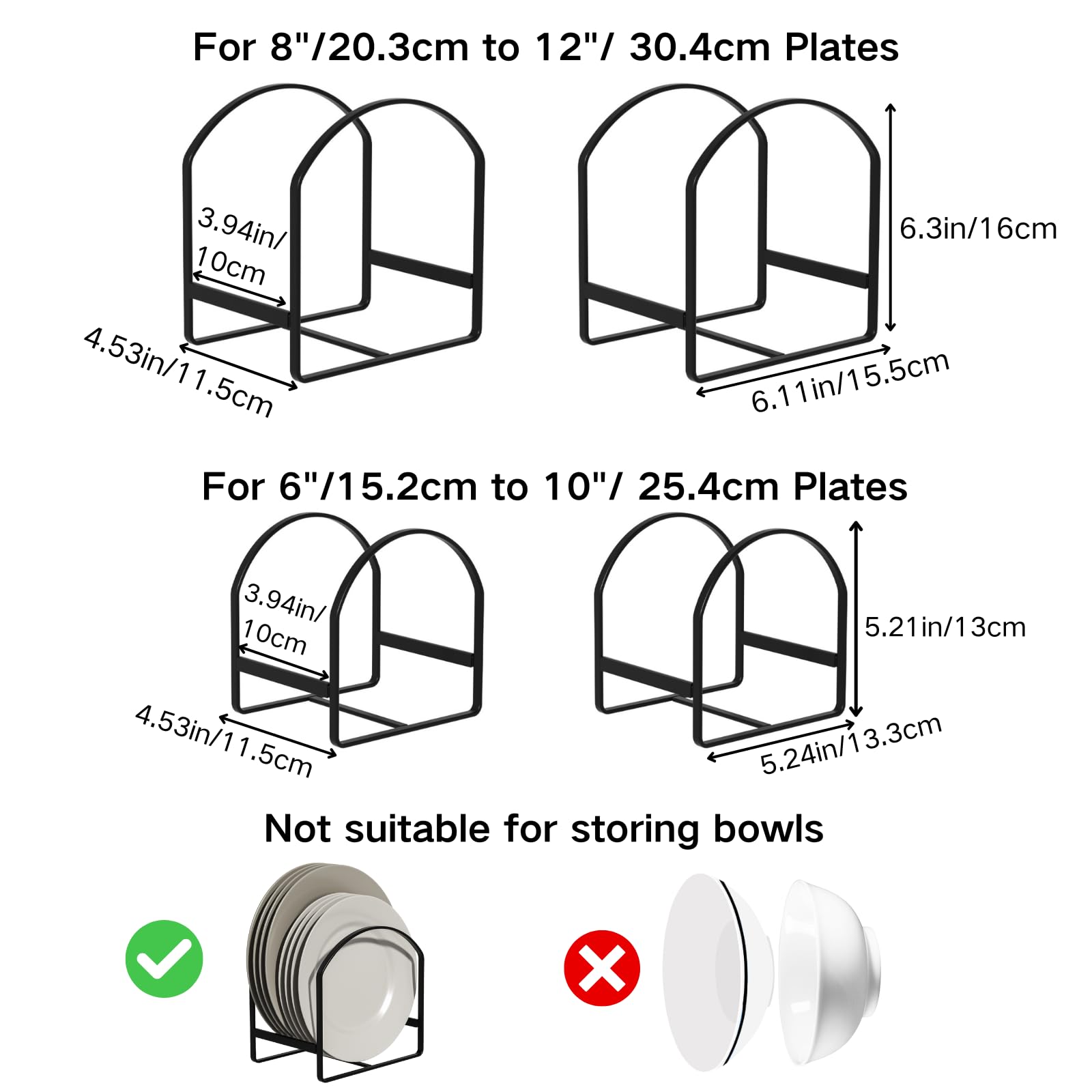 LINFIDITE two-size configuration fits 6–12 inch plates for flexible organization