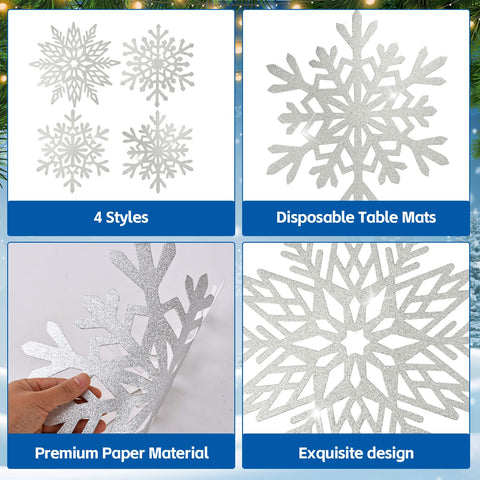 Lingringdcy snowflake placemats laid out on a dining table for setting