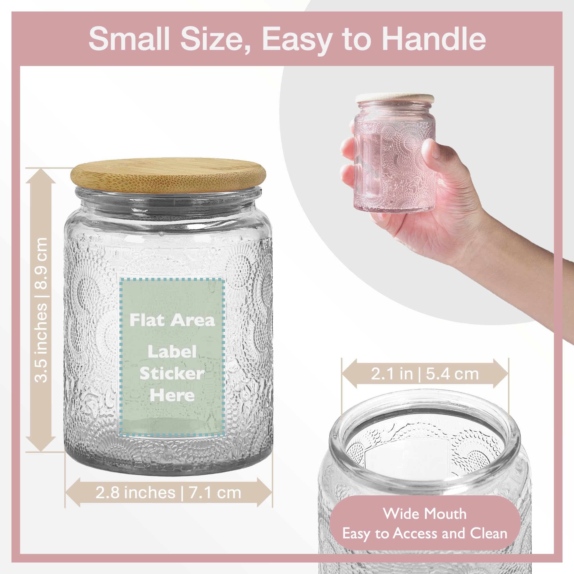 LINGSHINE amber 8 oz jar with sunflower pattern keeps pantry items organized.