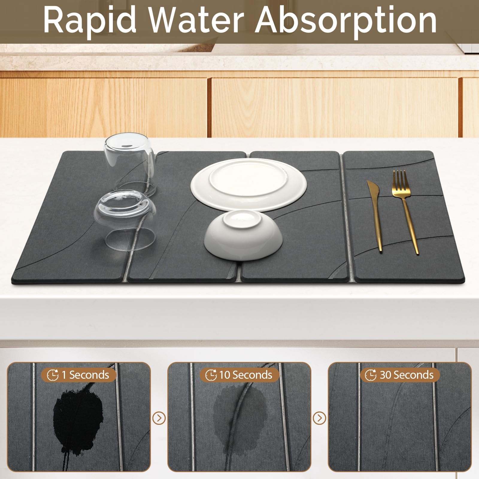Linidcoud diatomaceous earth mat offers ultra-absorbency for dishes and bottles.