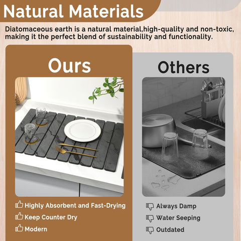 Linidcoud elegant marble-pattern dish drying mat enhances kitchen decor.