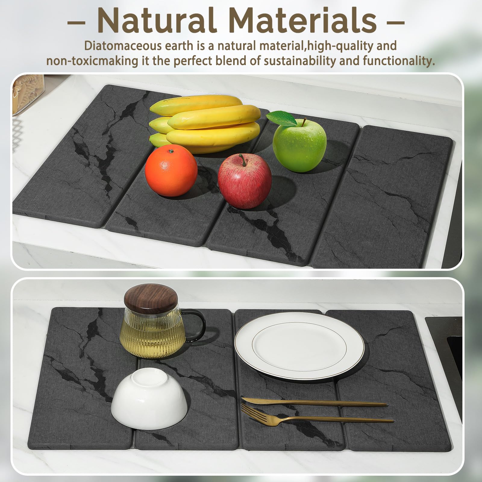 Linidcoud kitchen drying mat on counter adds practical style.