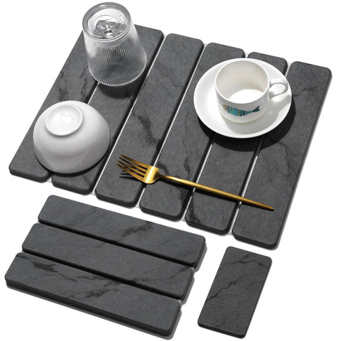 Linidcoud large stone drying mat with marble pattern absorbs water and protects counters
