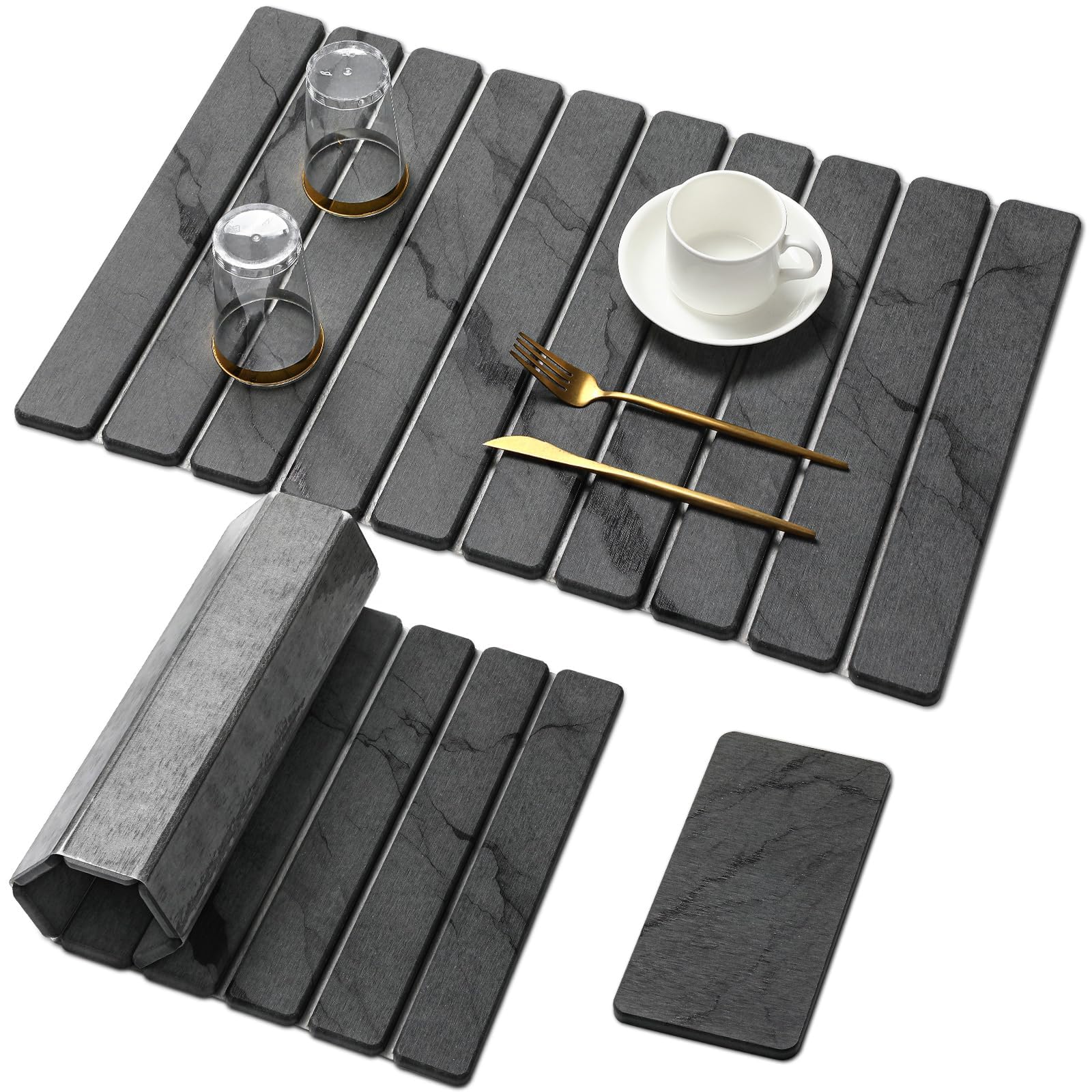 Linidcoud large stone drying mat for dishes keeps countertops dry and organized.
