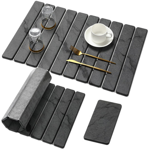 Linidcoud large stone drying mat for dishes keeps countertops dry and organized.