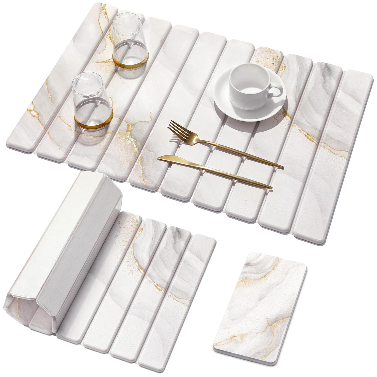 Linidcoud large stone drying mat with marble pattern for quick water absorption