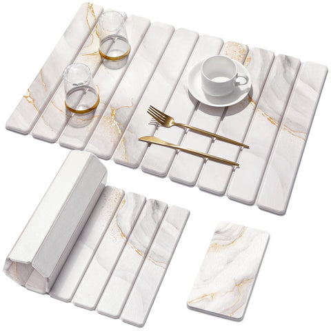 Linidcoud large stone drying mat with marble pattern for quick water absorption