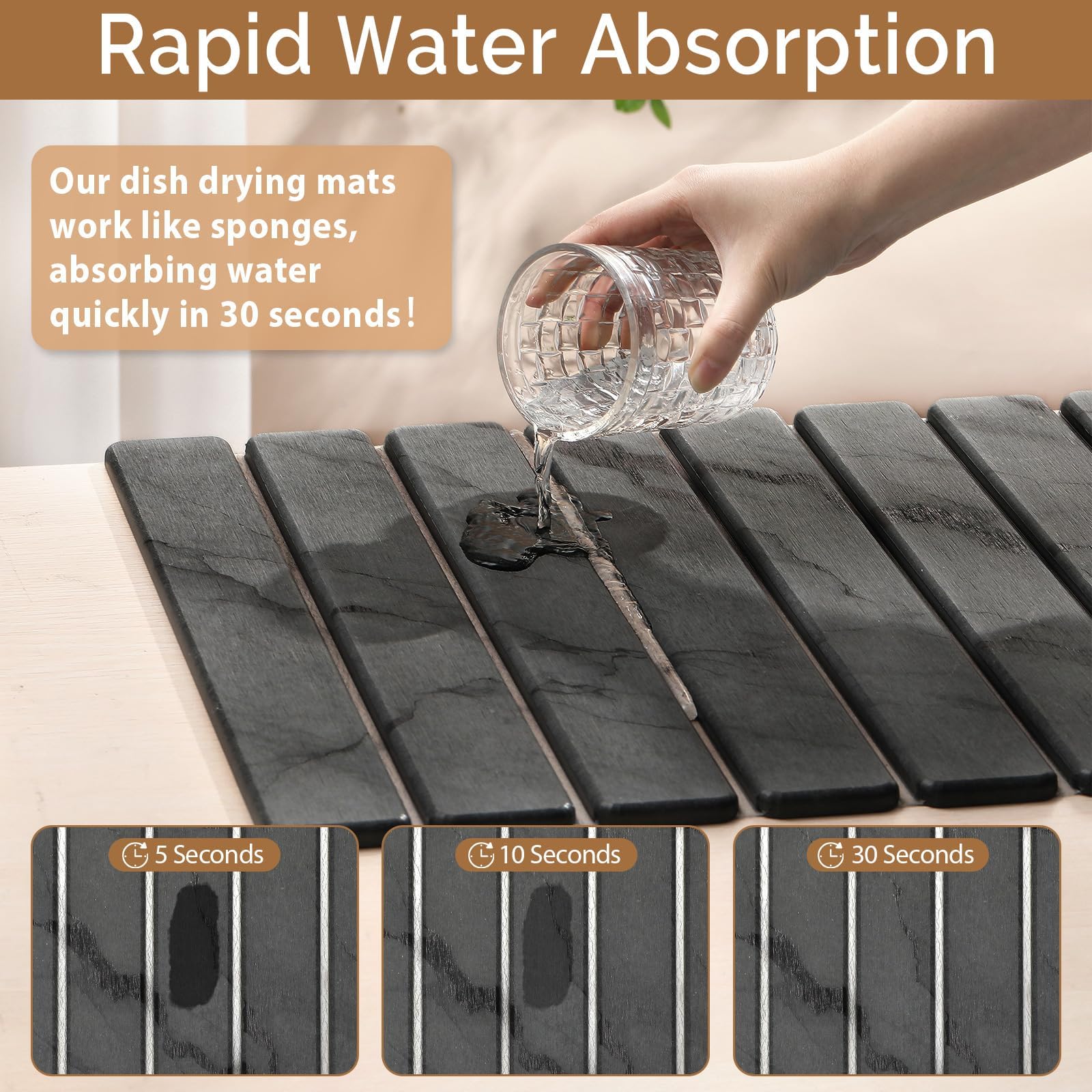 Linidcoud small stone drying mat doubles as a coaster for cups and utensils.