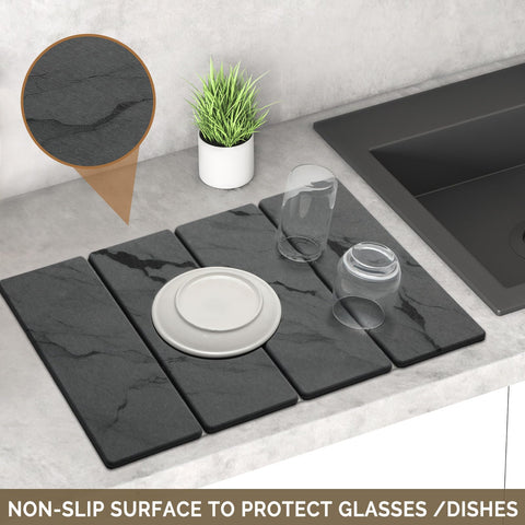 Linidcoud stone drying mat 8x4 side view highlighting compact footprint.
