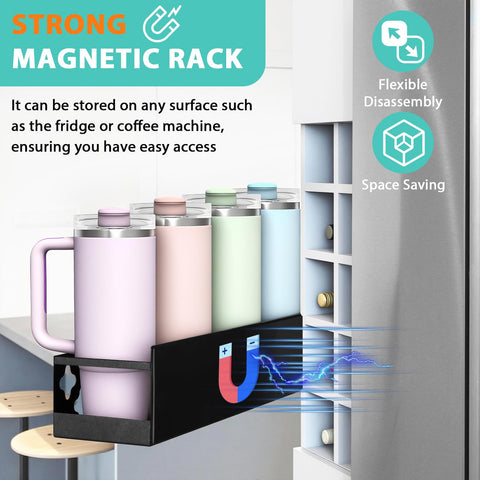 Linidcoud tumbler lid and straw storage rack keeps components organized for easy access.